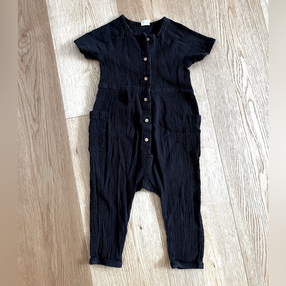 H&M gauze black button up romper / playsuit 12-18 months